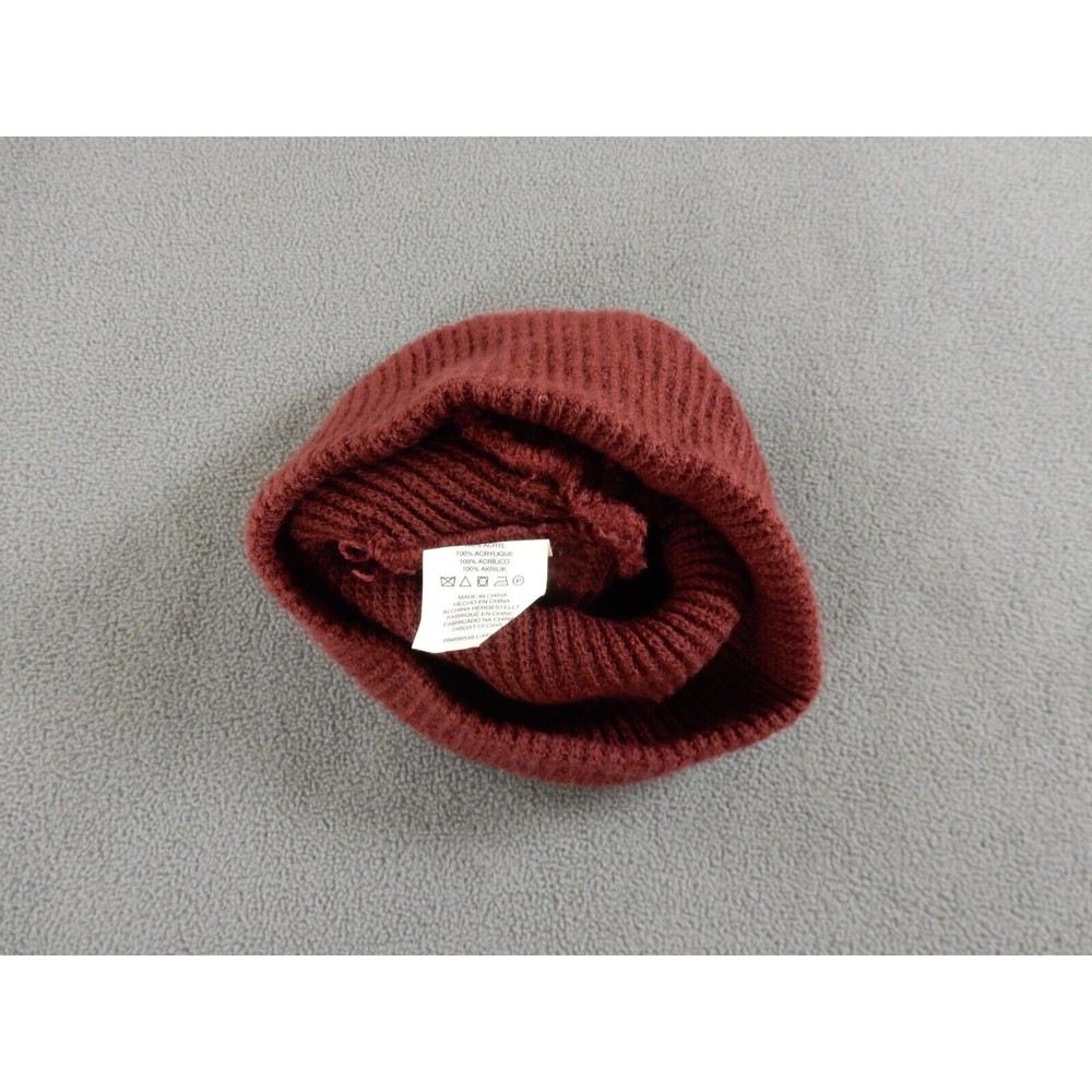 Oakley Beanie Hat Maroon Ribbed Cap Logo Winter Warm Ski Snowboard Skate - Picture 4 of 7